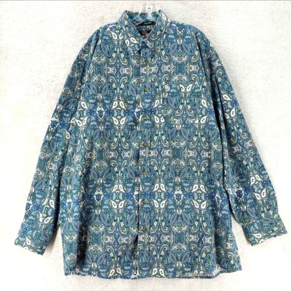 George Strait Wrangler Floral Flip Cuffs Western Cowboy Paisley Shirt Men's XL - Picture 1 of 9